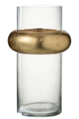Vase Cylindrique Avec Bague En Haut Verre Transparent Large