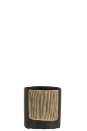 Cache Pot Maria Rond Ceramique Noir Small