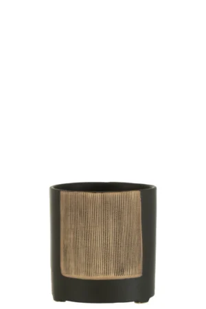 Cache Pot Maria Rond Ceramique Noir Large