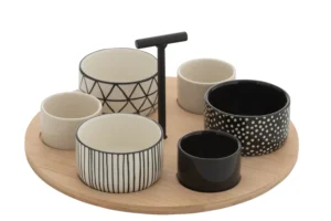 Service A Tapas 6 Sets+Plateau Bambou Boite Noir/Blanc