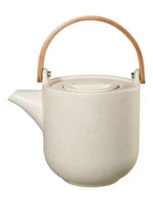 Théière avec l'anse en bois, sencha