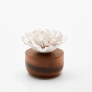 Diffuseur de parfum en bois et céramique blanc Œillet du Japon