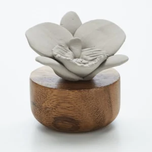 Diffuseur de parfum en bois et céramique gris Orchidée du Népal