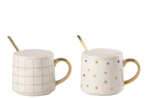 Mugs Amelie Porcelain Blanc carreaux