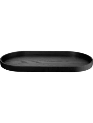 Plateau en bois ovale, noir M