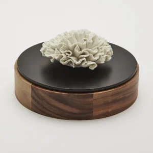 Chan XL, Boîte decorative en bois ornée d'une fleur en céramique