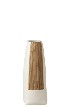 Vase Ibiza Rond Ceramique Blanc/Marron Large