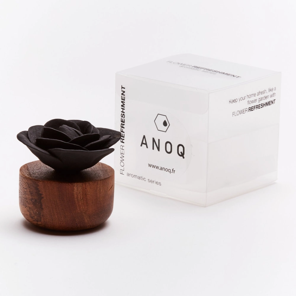 Diffuseur de parfum en bois et céramique noir Rose du Bengale