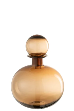 Bouteille + Bouchon Uni Decorative Rond Verre Marron Small