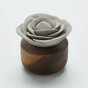 Diffuseur de parfum en bois et céramique gris Rose du Bengale