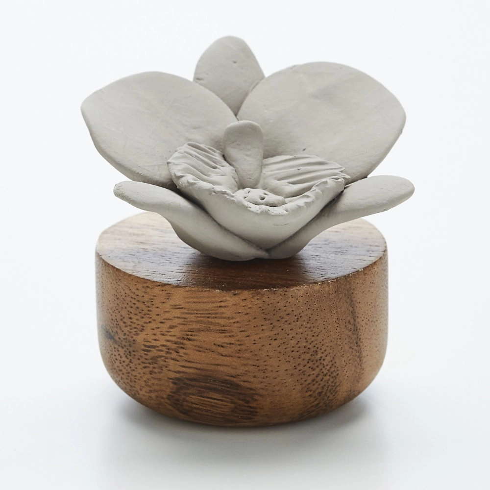 Diffuseur de parfum en bois et céramique gris Orchidée du Népal