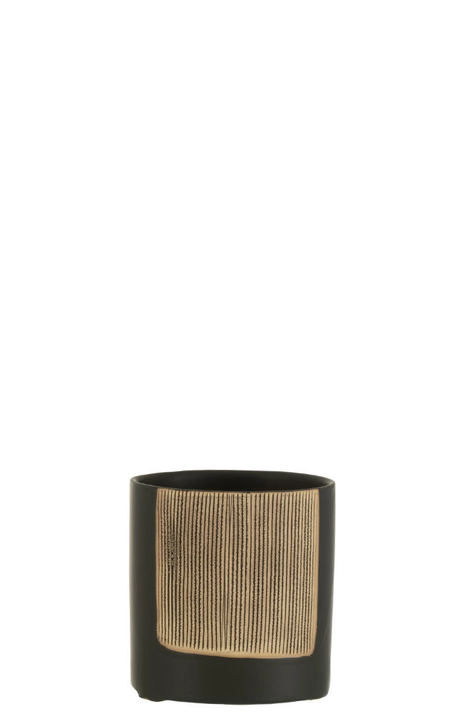 Cache Pot Maria Rond Ceramique Noir Small