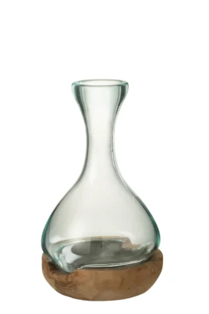 Vase Bouteille Gamal Bois/Verre Naturel/Transparent Small