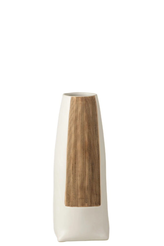 Vase Ibiza Rond Ceramique Blanc/Marron Large