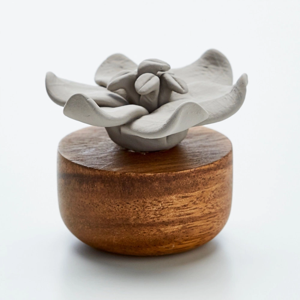 Diffuseur de parfum en bois et céramique gris Jasmin d'orient