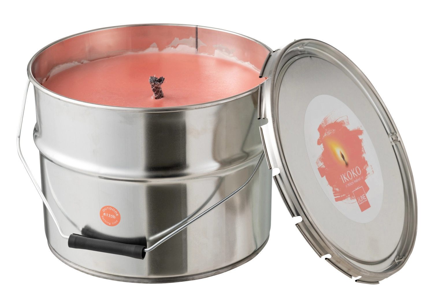 Bougie Exterieure Citronelle Pot De Peinture Metal/Cire Blanc Large 135h
