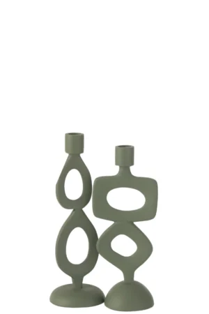 Bougeoir Anneaux Aluminium Vert Assortiment De 2