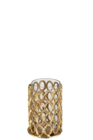 Photophore rond cercles aluminium or Medium