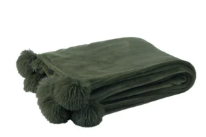 Plaid Pompon Polyester Vert foncé
