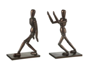 Set 2 Serre-Livre Personnage Hommes Resine Marron