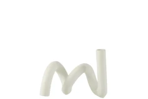 Bougeoir Tordu 1 Bougie Ceramique Blanc