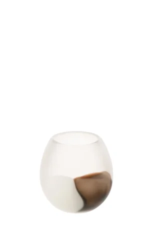 Photophore Balle Verre Blanc/Marron Small