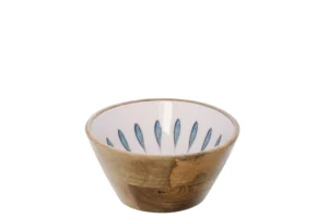 Bol bois de manguier bleu/blanc Medium