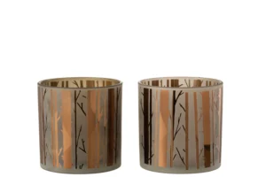 Photophore Arbres Verre Marron Large