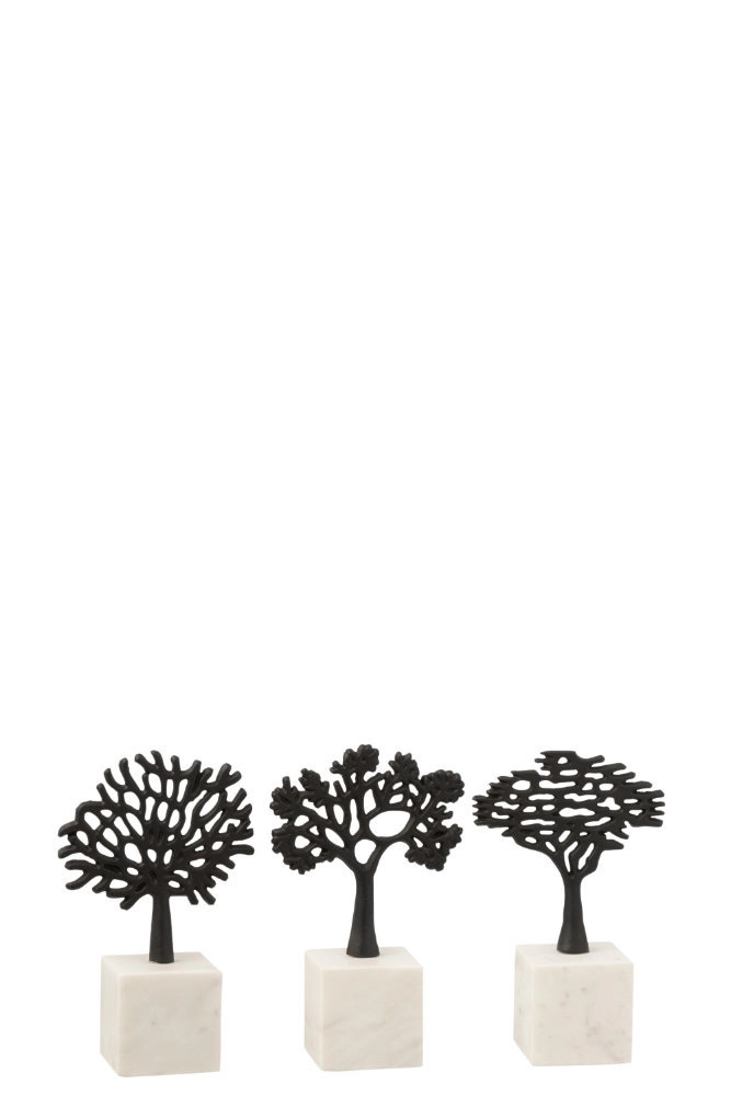 Arbre + Pied Aluminium/Marbre Noir/Blanc Assortiment De 3