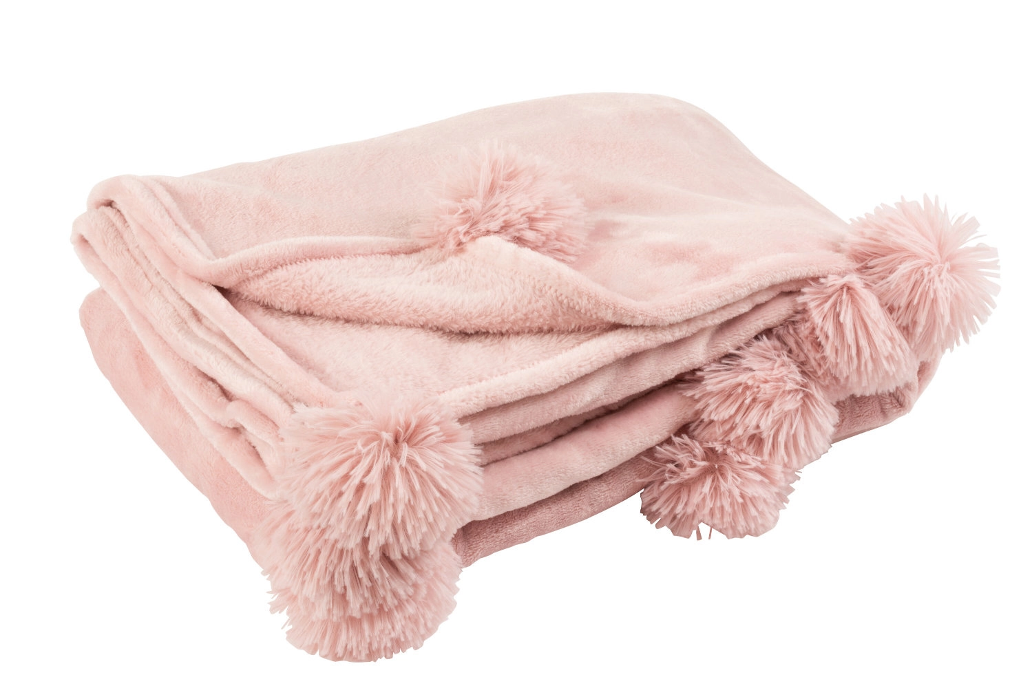 Plaid Pompon Polyester Rose Bebe