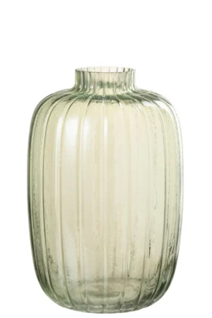 Vases Lignes Verre Vert Large